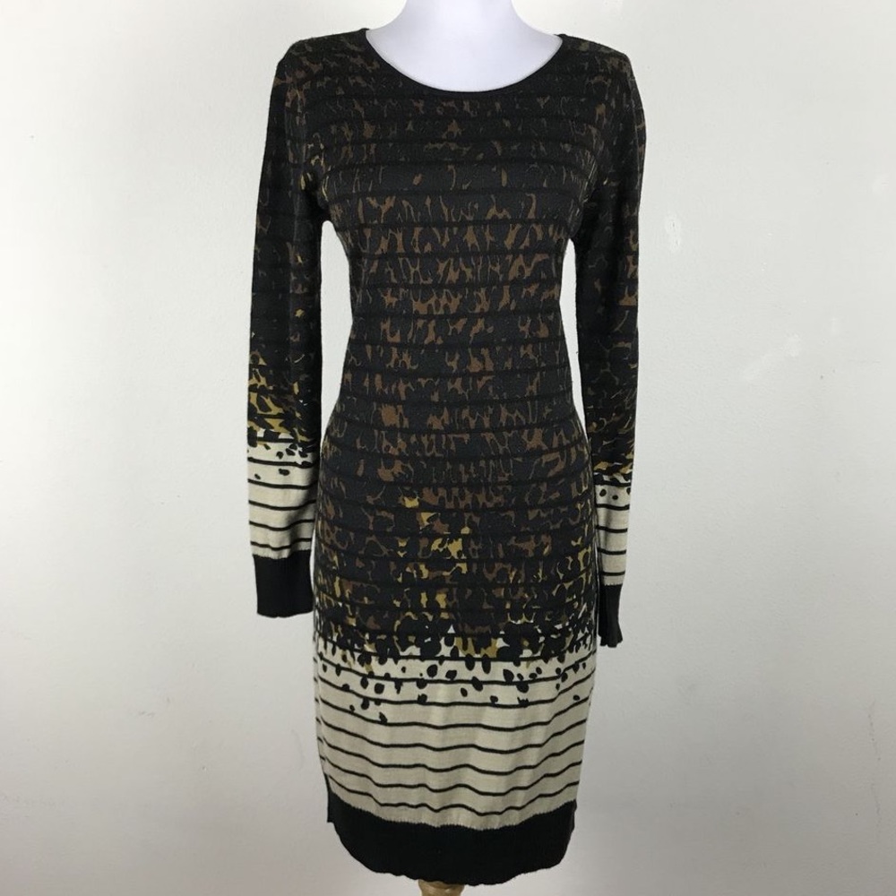TAHARI Sweater Dress with Animal Print